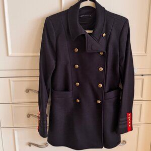 Zara Woman Double-breasted Gold Button Wool Coat with Red Sleeve Details  L NWOT